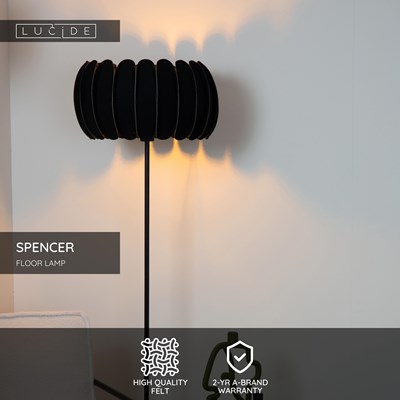 Lucide SPENCER - Floor lamp - Ø 40 cm - 1xE27 - Black
